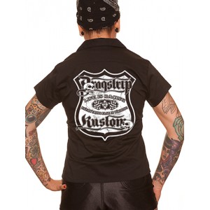 Dragstrip Kustom. Women`s Diner Shirt Route 66 Black